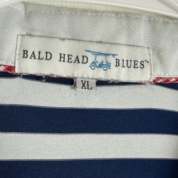 Bald Head Blues Short Sleeve Striped Golf Polo Black Stone Golf Course Men XL - Picture 3 of 7